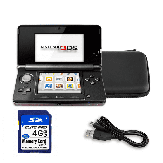Restored Nintendo 3DS Handheld Video Game Console with Carrying Case - Cosmo Black (Refurbished)