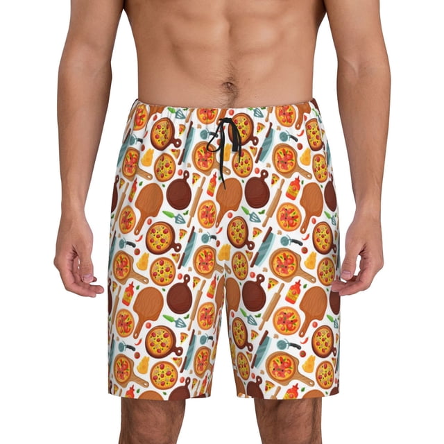 Fotbe Hot Fresh Pizza Pantalones Cortos de Pijama para Hombre, Ropa de Dormir, Pantalones de Pijama Cortos para Hombre-4X-Large