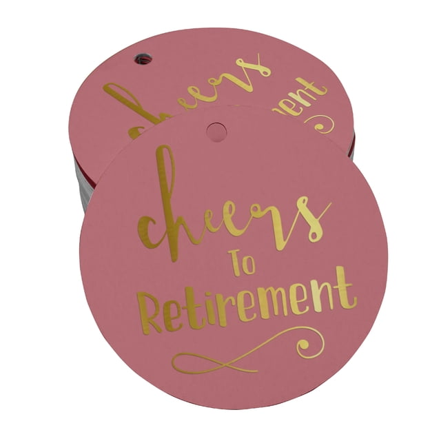 Inkdotpot Gold Foil Paper Hang Tags Cheers To Retirement Favor Tags 100 Pieces