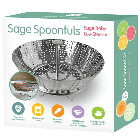 UPC: 0857992003157 | Sage Spoonfuls Baby Food Steamer Basket Stainless Steel Collapsible Produce Steamer Basket for Vegetables & Fruit Dishwasher Safe Baby Food Cooker Baby Food Maker For Infants & Babies