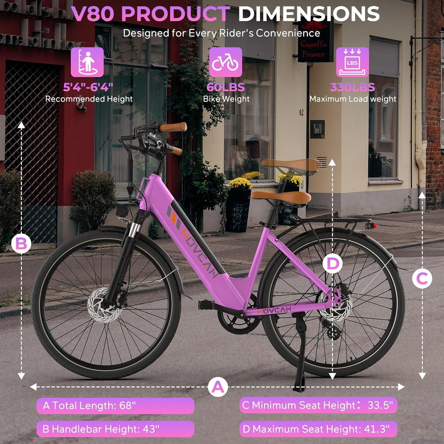 26" Commuter Electric Bike for Adults, 28 MPH Adult Electric Bicycles with New Shock Absorption, 1000W Motor, 48V 13Ah, 26" Unisex, UL 2849 Certified, Pink