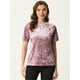 thumbnail image 4 of Camiseta de manga corta con cuello redondo informal de terciopelo vintage para mujer Rosa L, 4 of 5