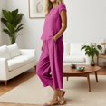 thumbnail image 3 of HLKJKLS Pajamas For Women Set Plus Size Short Sleeved 3/4 Length Pants Pajama Set Cotton Linen Soft Breathable Loose Home Wear For Daily Use Xl-4Xl, 3 of 9