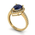 thumbnail image 2 of 2.36 ct Pear Cut Simulated Blue Sapphire with Simulated Diamond Halo Accents 18K Yellow Gold Womens Engagement Ring, 2 of 5