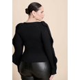 thumbnail image 4 of ELOQUII Women's Plus Size Rounded Sleeve Cardigan, 4 of 6