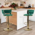 thumbnail image 4 of S-HOME Set of 2 Adjustable Velvet Bar Stools with Back and Arm, Swivel Chairs with Gold Metal Legs for Modern Homes, 4 of 12