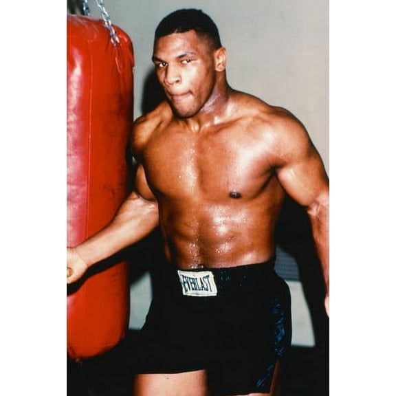 Mike Tyson Bare Chested Training Boxing Gym Punch Bag 24x36 Poster