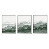 Stupell Sage Hills Mountain Nature View Landscape Painting White Framed Art Print Wall Art, Set of 3