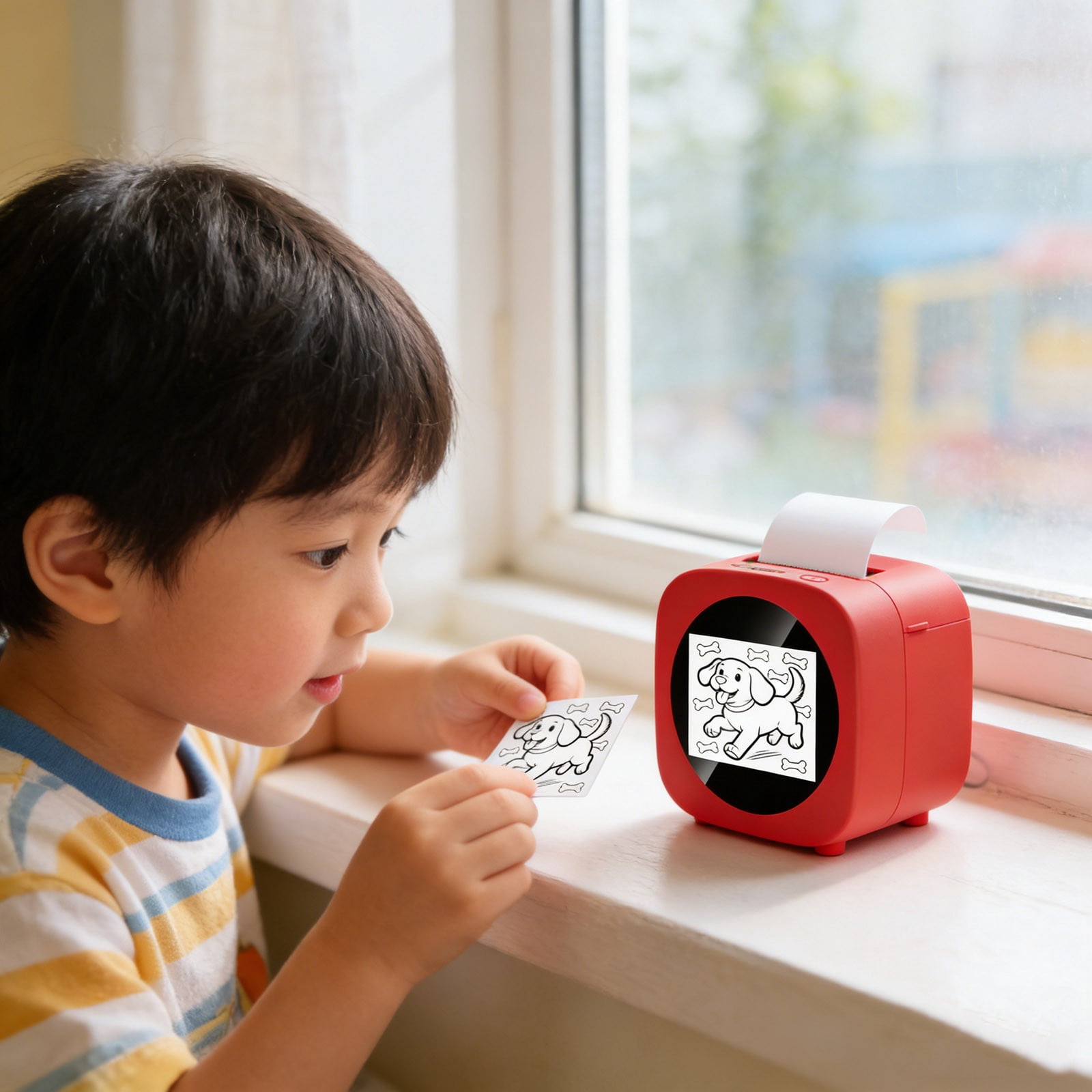 Mini Sticker Printer, Portable Thermal Printer, WiFi Connection, Voice-Activated Photo Printer, for Notes, Photos