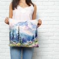 thumbnail image 3 of Throw Pillow Covers 26x26 Inch, Forest Mountains Decorative Pillow Cases for Couch Sofa Bed, Oil Painting Flower Pine Trees Cotton Linen Square Home Decor Pillowcases with Hidden Zipper, 3 of 7