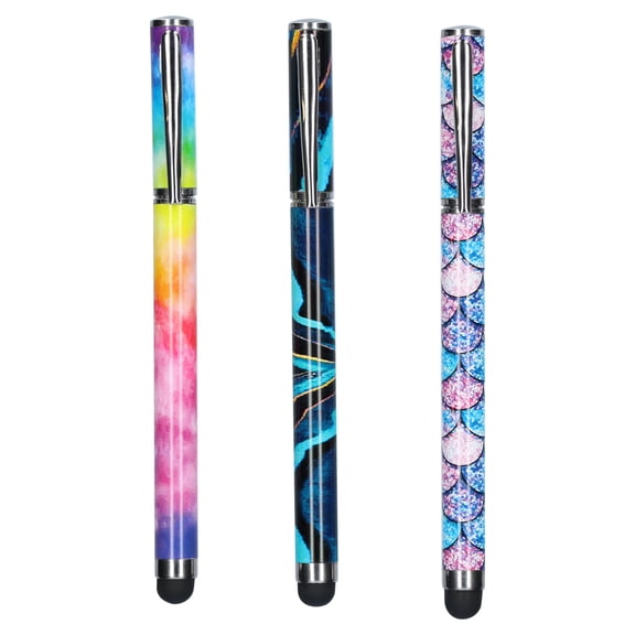 onn 2-in-1 Stylus Pen Set with Built-In Ballpoint Pen, Multicolor, 3 Count
