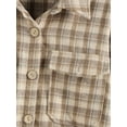 thumbnail image 4 of Women's Plaid Long Sleeve Button Down Wool Blend Shirt Jacket Blouse, 4 of 5