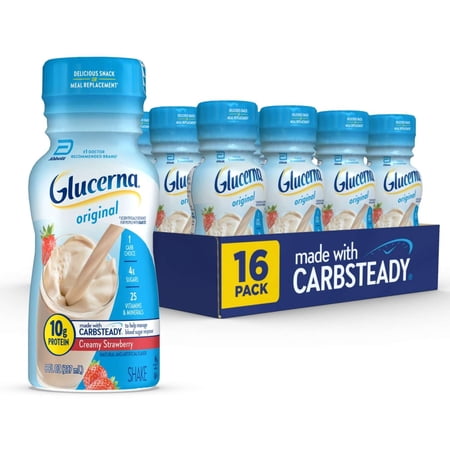 Glucerna Original Diabetic Protein Shake, Strawberry, 16 Count