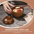 thumbnail image 2 of 2Pcs Wooden Bowl with Lid Soup Bowl Rice Bowl Serving Bowl Wood Tableware, 2 of 8