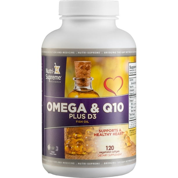 NutriSupreme Research Kosher Omega3 & Q10 Plus D3 Fish Oil EPA/DHA