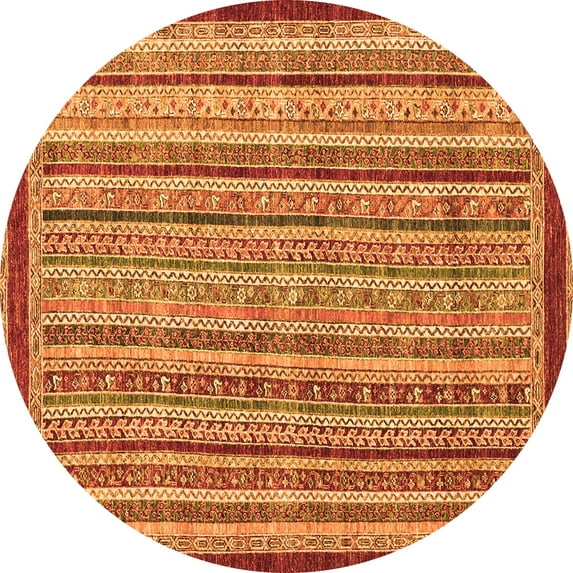 Ahgly Company Indoor Round Oriental Orange Modern Area Rugs, 4' Round