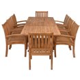 thumbnail image 5 of 9 Piece Teak Wood Outdoor Patio Dining Set including Rectangular Extension Table with 8 Abacho Arm Chairs, 5 of 6