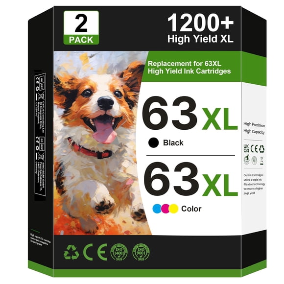 63XL Ink Cartridges Black and Color Replacement for HP Ink 63 for HP 63XL Ink Cartridge Combo Pack Work for OfficeJet 3830 4650 5255 5258 5200; Envy