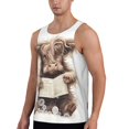 thumbnail image 2 of Daiia Relaxed Cute Cow Reading Printed Men's Quick Dry Fit Muscle Tank Top Slim-Fit Tank Workout Tank Top Lightweight Sports Tank Top-Large, 2 of 7