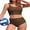Brown, variant on Women's Sporty Two Piece Swimsuit Ribbed Tummy Control Bathing Suit with Pockets High Waisted Bikini Sets