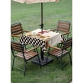 thumbnail image 4 of Outdoor Tablecloth with Umbrella Hole for Patio/Picnic/Party/Camping, Sunflowers Rooster Waterproof Table Cloth Square Cover Washable, Farmhouse Vintage Black White Plaid (60"x 60"), 4 of 8