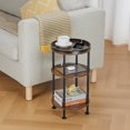 thumbnail image 4 of Small Round Side Table with Charging Station for Small Spaces, 3-Tier Round Accent Table with USB Ports & Power Outlets, Round Corner Table Tea Sofa Side Table for Living Room Bedroom (Rustic Brown), 4 of 18