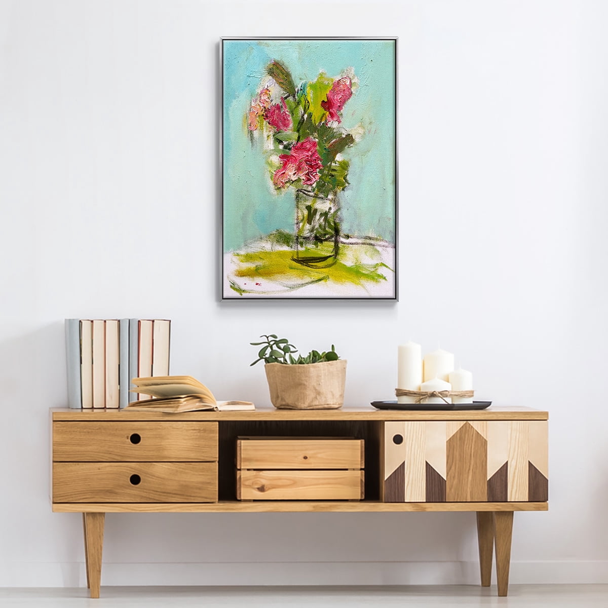 TURQUOISE LILLY Framed Premium Gallery Wrapped Canvas - Ready to Hang
