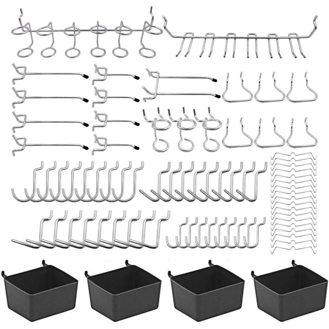 80 Piezas Surtido Ganchos para Tablero Perforado, Kit Organizador Almacenamiento Accesorios Resistentes, para Organizar Diversas Herramientas (80)