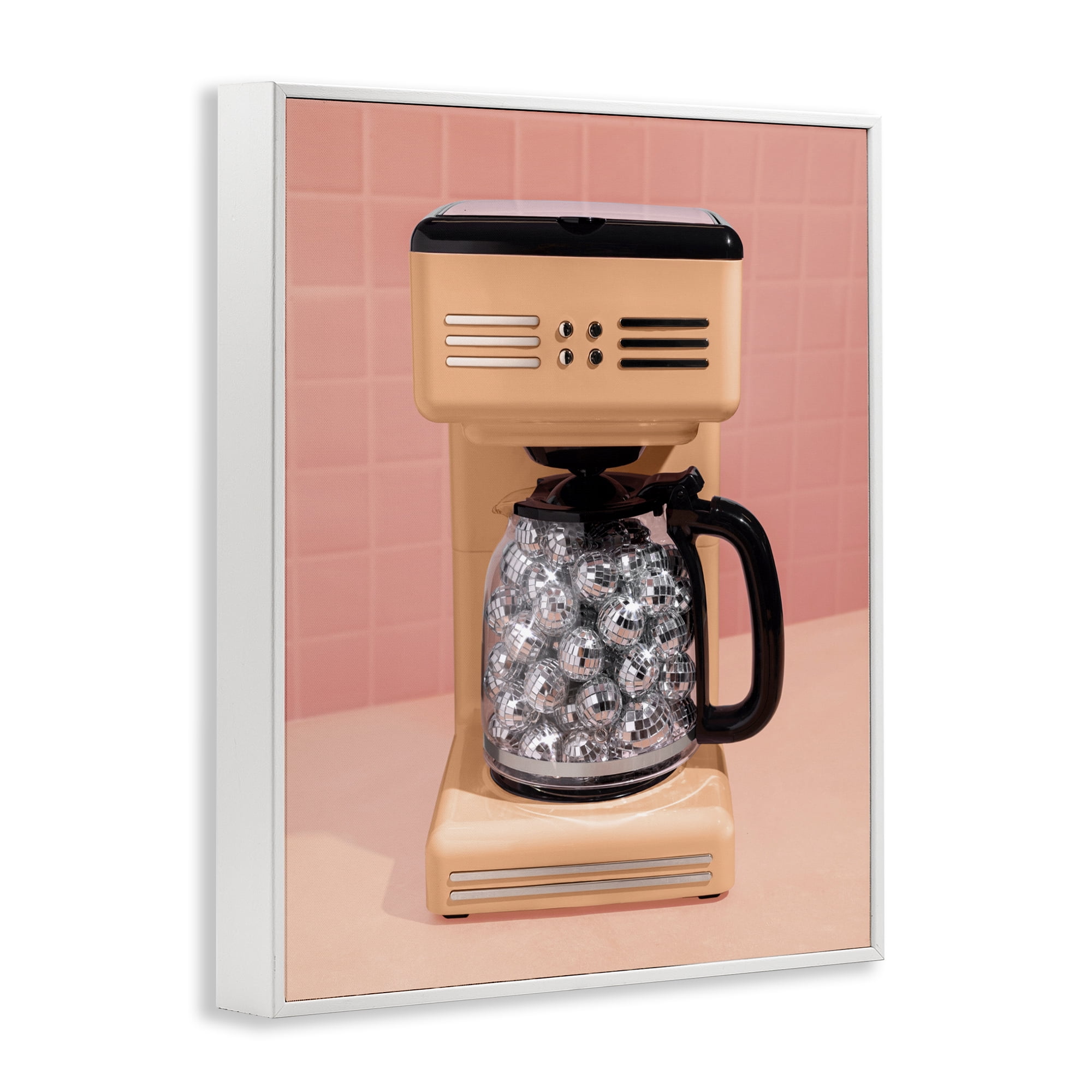 Stupell Industries Disco Coffee Maker over Orange White Framed Giclee Art, design by LISH Creative