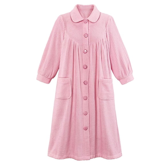 Forro polar de felpa Robe Collections Etc para mujer, con botones en la parte delantera, rosa