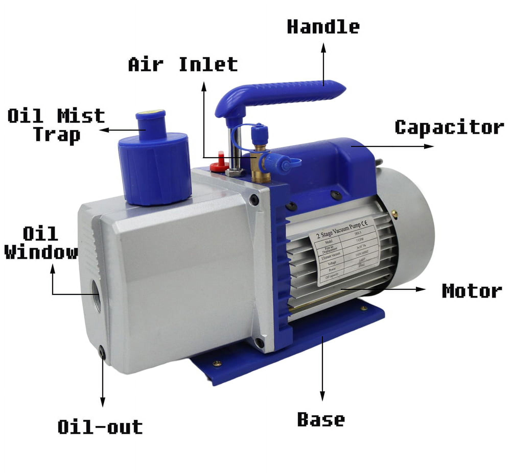 PreAsion 7CFM Vacuum Pump Two-Stage Vacuum Pump Vane Vacuum