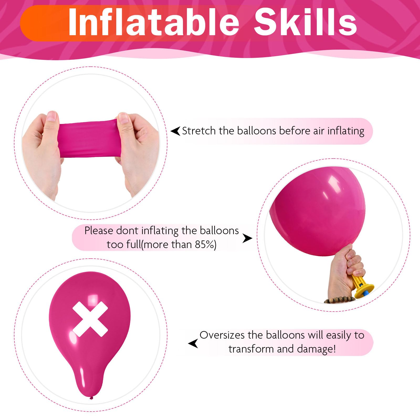 Pink Balloons Set 12 Inch Hot Dark Magenta Light Pastel Pink Metallic Latex Helium Balloon for Girls Baby Shower Princess Wedding Birthday Party Decorations