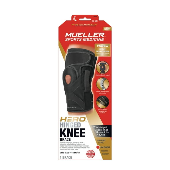 Mueller Sports Medicine HERO™ Hinged Knee Brace, OSFM, Black