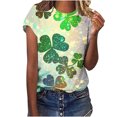 thumbnail image 1 of Amzcrzy Womens Tops Mode Imprimé Trèfle T-Shirt de la Saint-Patrick Col Rond T-Shirts de la Saint-Patrick Décontractés Tendance Manches Courtes Hauts pour Femme, 1 of 5