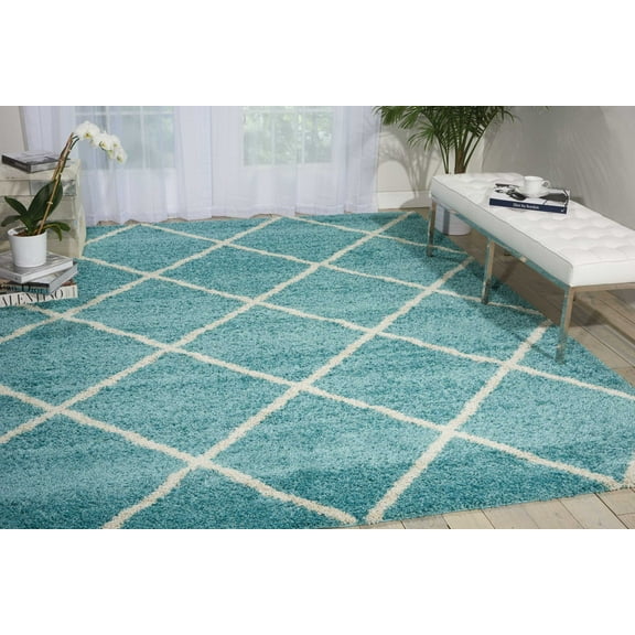 Nourison Brisbane Trellis Aqua 8'2" x 10' Area Rug, (8x10)