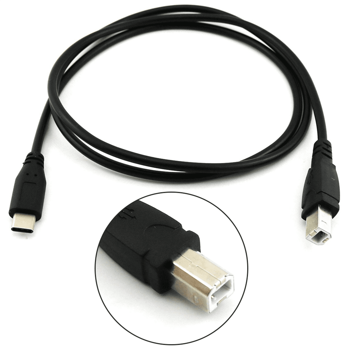 10X USB-C USB 3.1 Type C Male to USB 2.0 B Type Male Data Cable Cord Phone Printer,10x Type C connector,black