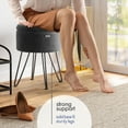 thumbnail image 3 of Hearth & Harbor Round Ottoman with Storage, Luxurious Foot Stool and Chic Vanity Stool with Storage, Elegant Textured Velvet Grey, 3 of 8