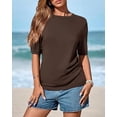 thumbnail image 3 of BTFBM Short Sleeve Sweater for Women Spring Tops Crew Neck Lightweight Pullover Loose Dressy Casual Blouse Basic Clothes, 3 of 9