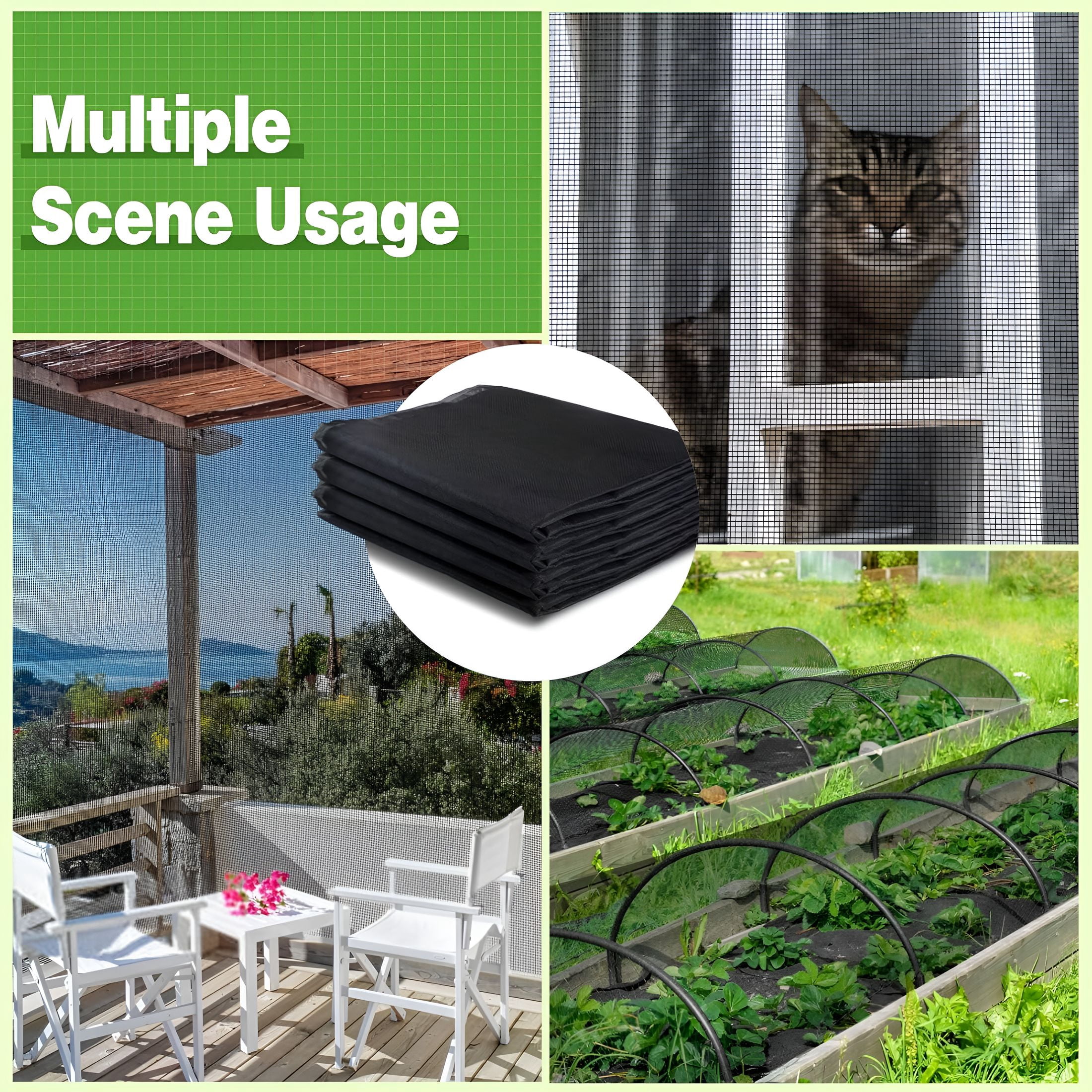 MISSMILE Stronger Garden Mesh Netting-10 X 33 Ft Pp Nanocomposite Bird Net Barrier,Mosquito Netting Screen for Outdoor Plants Vegetables Patios Balconies Terraces,Shading Rate 33% (Black)