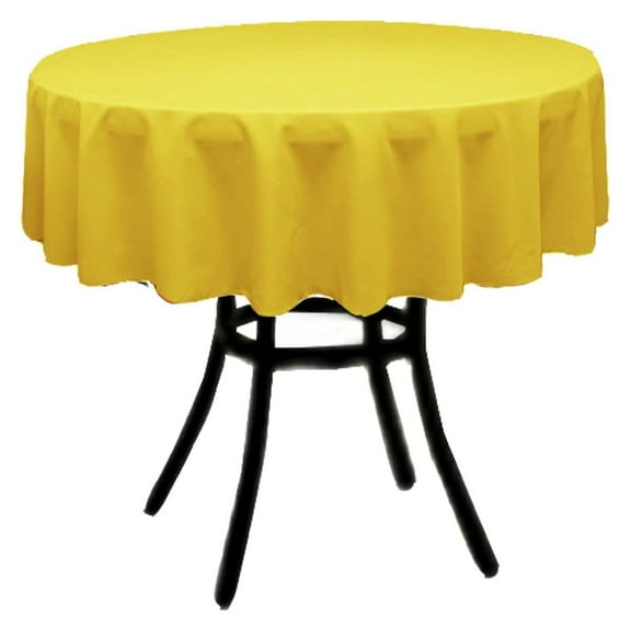Fabric & Foam Inc 36" Round Polyester Poplin Tablecloth for a 24" round small coffee table, Dark Yellow