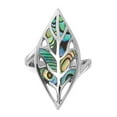 thumbnail image 5 of Auriga Fine Jewelry 925 Sterling Silver Rhodium-Plated Polished Abalone Leaf Ring for Women Size- 8, 5 of 6