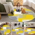 thumbnail image 5 of Yellow Grey Round Area Rug 3.3 FT, Non Slip Small Entryway Kitchen Mat, Rustic Mottled Oil Painting Abstract Texture Washable Soft Circular Rug Non-Shedding Door Mat for Bathroom Playroom Kids Room, 5 of 9