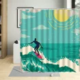 thumbnail image 4 of Vintage Summer Beach Landscape Shower Curtains Sea Palm Tree Travel Illustration Bathroom Waterproof Curtain With Hook Polyester, 4 of 6