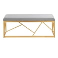 thumbnail image 5 of LumiSource Gold Steel, Grey Velvet Folia Metal Bench, 5 of 7
