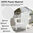 thumbnail image 3 of JUSTLET Adirondack Chair, 4PC Plastic Folding Outdoor Patio Chairs, Outside HDPE Chairs for Lawn, Yard, White, 3 of 9