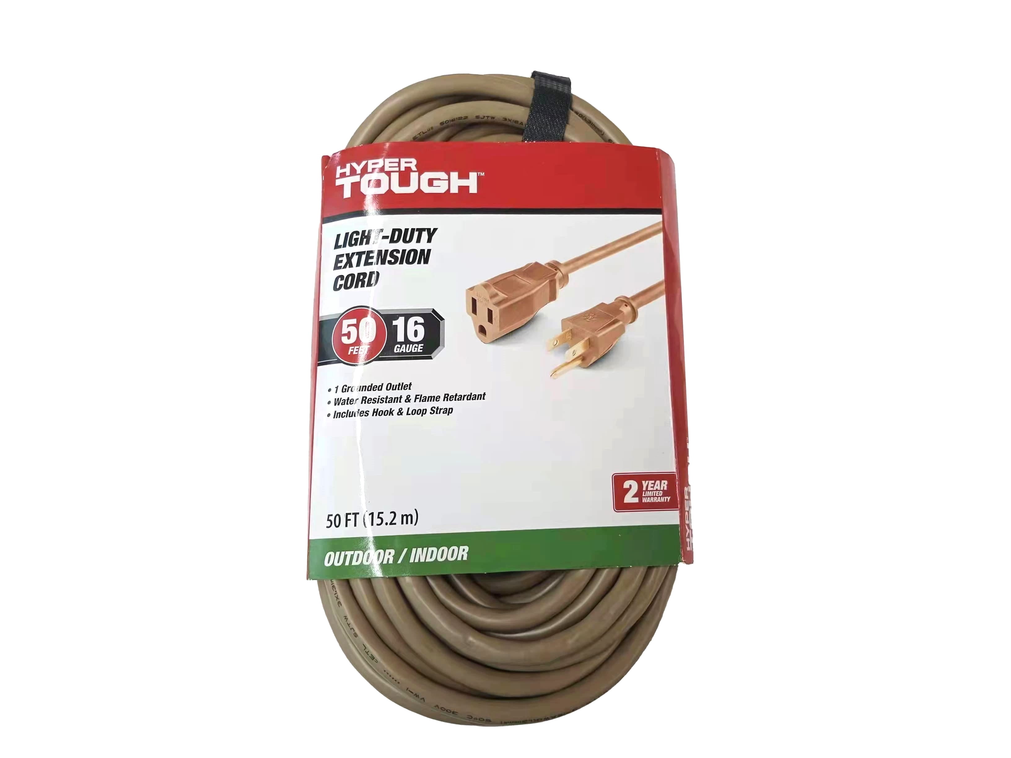 (5 pack) Hyper Tough 50FT 16AWG 3 Prong Tan Outdoor Extension Cord, 125V, 13A