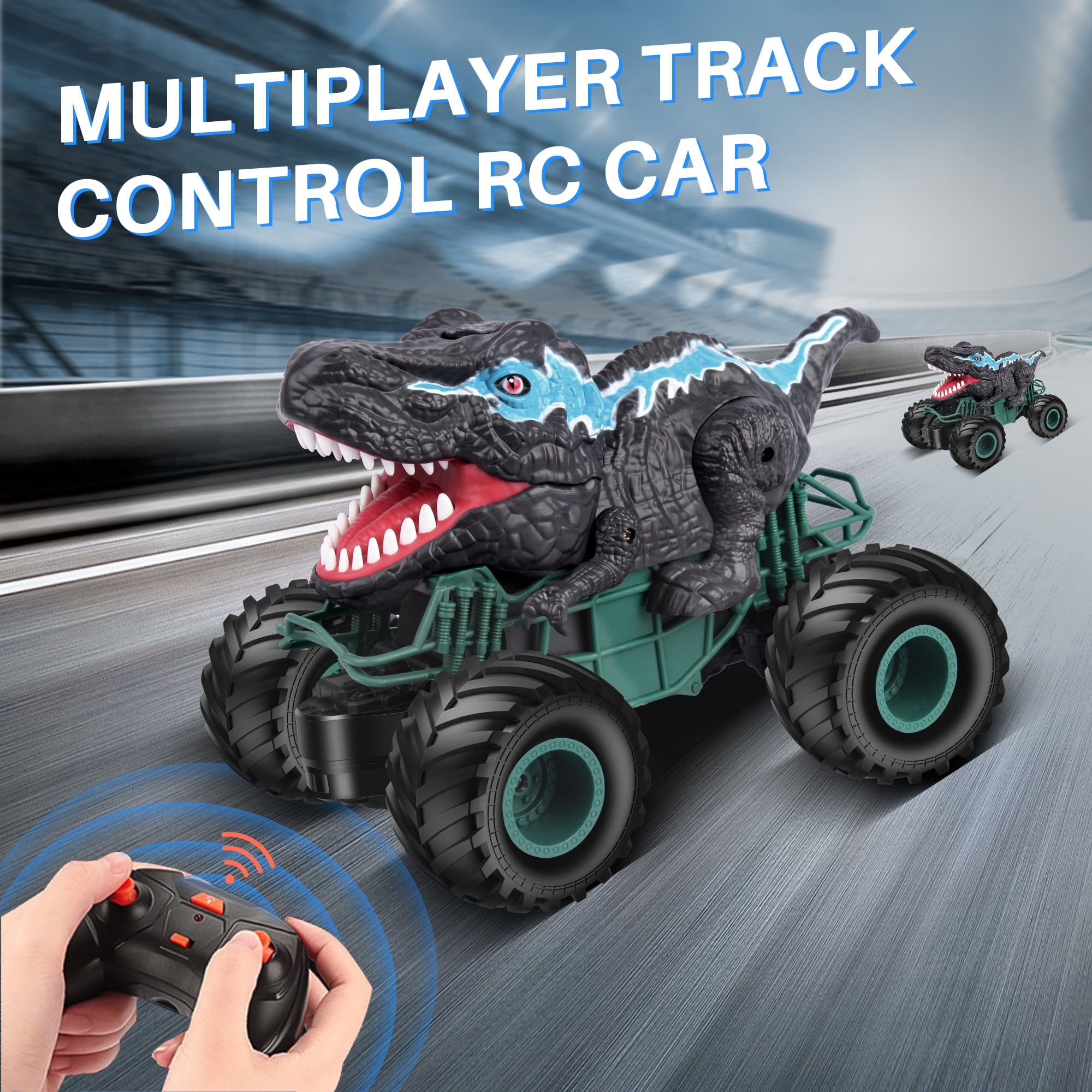 UUGEE Remote Control Dinosaur Cars for Boys, Monster Truck with Light Sound Spray, 2.4G RC Cars Christmas Birthday Gifts Toys for 6 8 9 10 Year Old Kids