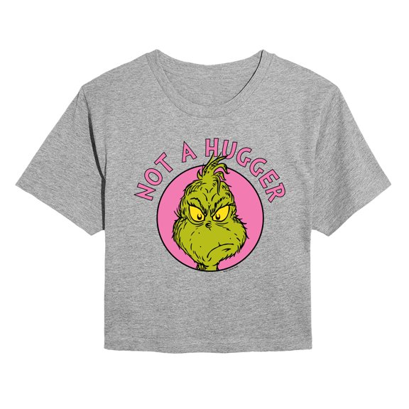 The Grinch - Not A Hugger Grinch - Juniors Cropped Cotton Blend T-Shirt