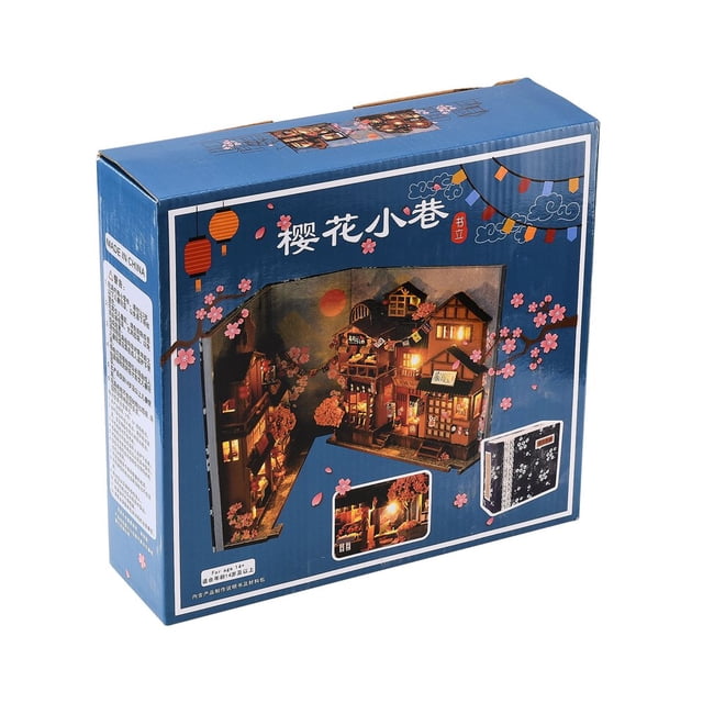 Bookstore Led Lights Model House Booknook Shelf Insert Puzzles Wooden Retro 3D Eternal DIY Decorations