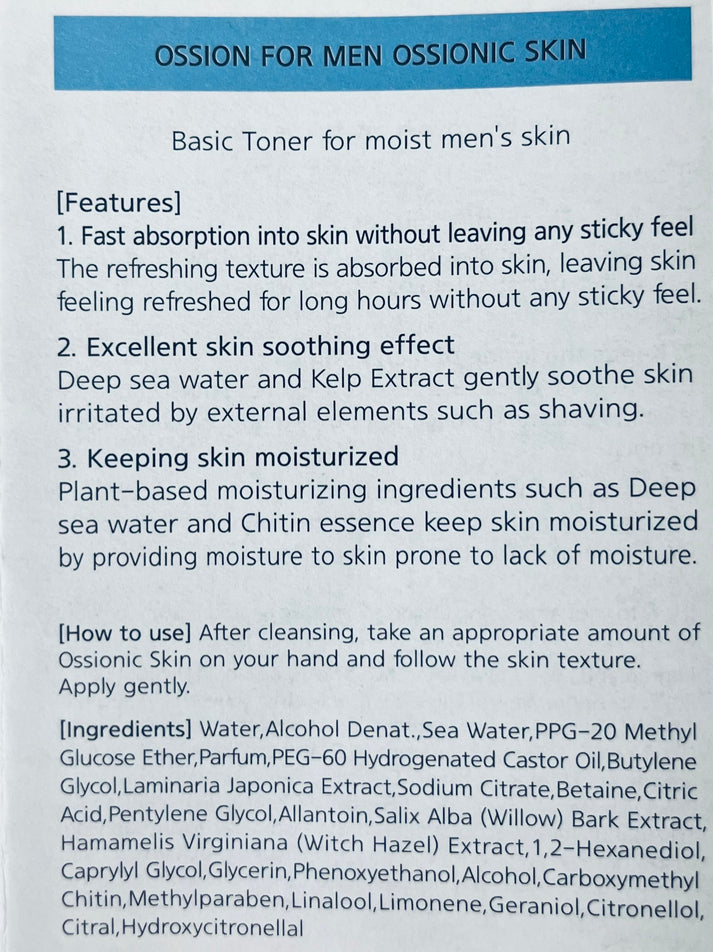 Ossion Facial Toner For Men, Ossionic Skin